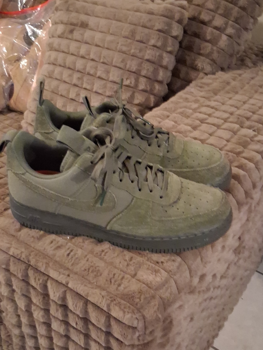 Nike Men's Olive Green Suede Athletic Sneakers